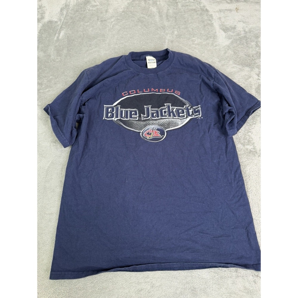 Vintage Columbus Blue Jackets NHL T Shirt Men's Size Large Blue